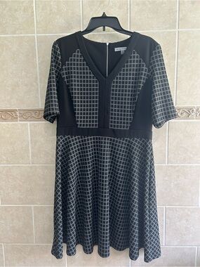 Danny and Nicole black and white patterned dress